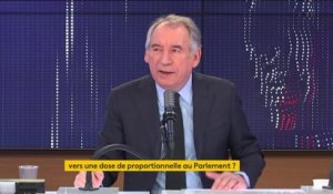 "Aujourd'hui on ne représente que les majorités", pointe François Bayrou qui plaide pour une dose de proportionelle aux législatives