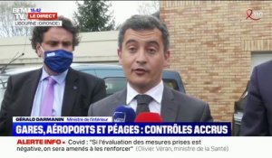 Contrôles renforcés: Gérald Darmanin annonce la mobilisation de "90.000 policiers et gendarmes sur les péages d'autoroutes, dans les gares, dans le aéroports"