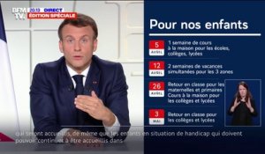 Emmanuel Macron: "Nous allons fermer durant 3 semaines les crèches, les écoles, les collèges et les lycées"