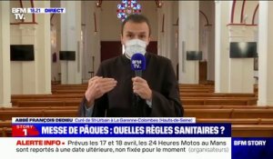L'abbé François Dedieu explique le dispositif sanitaire mis en place pour la messe de Pâques dans son église