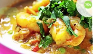 Curry indien de Crevettes au lait de coco