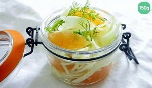 Salade fenouil, pamplemousse, hareng fumé à emporter dans son pot