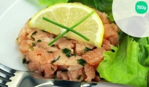 Tartare de pavés de saumon frais, câpres, échalotes et ciboulette