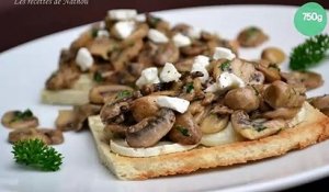 Toast aux champignons de Paris, balsamique et fromage de chèvre