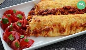 Enchiladas au chili con carne gratinés au cheddar