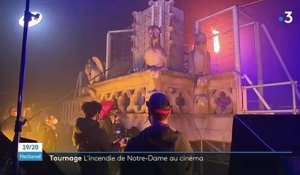Avec Jean-Jacques Annaud, sur le tournage de "Notre-Dame brûle"