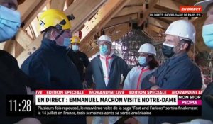 Deux ans jour pour jour après l'incendie de Notre-Dame, Emmanuel Macron a souligné «l'immense travail accompli» en visitant l'impressionnant chantier de reconstruction de la cathédrale