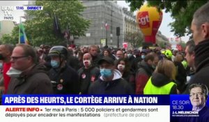 Manifestation du 1er mai: le cortège arrive sur la place de la Nation à Paris