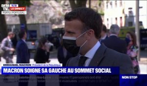 Emmanuel Macron au sommet social de Porto: "Nous avons le sujet du salaire minimum que nous cherchons à faire avancer"