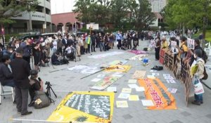 Tokyo: manifestation anti-JO en marge de la compétition test d'athlétisme