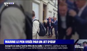 Marine Le Pen visée par un jet d'œuf
