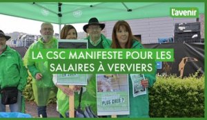 La CSC manifeste contre la loi sur les salaires à Verviers