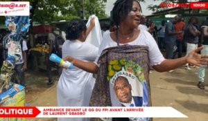 Ambiance devant le QG du FPI avant l’arrivée de Laurent Gbagbo