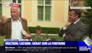 Fabrice Luchini récite la fable "L'Homme et la couleuvre" de La Fontaine aux côtés d'Emmanuel Macron