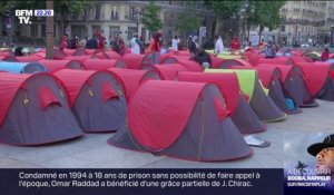 Des migrants installent 250 tentes devant la mairie de Paris