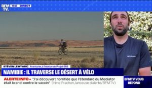 L'aventurier Stéven le Hyaric a traversé à vélo le désert du Namib, en Namibie