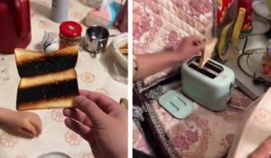 Quand une femme utilise un grille-pain pour la première fois