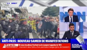 Manifestations anti-pass sanitaire: des CRS ont été pris à partie dans le cortège au départ du métro Villiers à Paris