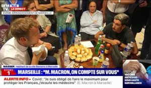 "J'ai essayé de m'en sortir, mais j'ai arrêté parce que le racisme j'en ai par-dessus la casquette": Un habitant de la cité Bassens à Marseille ému face à Emmanuel Macron