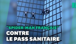 Alain Robert, le Spider-Man français, escalade la tour Total pour dénoncer le pass sanitaire