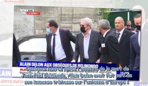 Alain Delon a assisté aux obsèques de Jean-Paul Belmondo en l'église de Saint-Germain-des-Près Paris