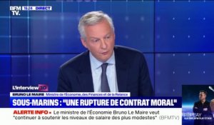 Pour Bruno Le Maire, la rupture de contrat de sous-marins par l'Australie "est une rupture de contrat moral"