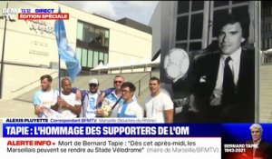 "Notre Bon Dieu, c'est Tapie, car l'OM, c'est une religion": les supporters de l'OM rendent hommage à Bernard Tapie devant le stade Vélodrome