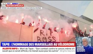 "RIP BOSS": les supporters de l'OM continuent de rendre hommage à Bernard Tapie avec des affiches et fumigènes