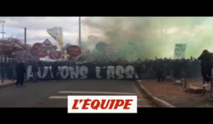 Les supporters manifestent avant le match contre Clermont - Foot - L1 - St-Etienne