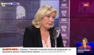 Policiers agressés à l'arme blanche à Cannes: pour Marine Le Pen, "ce type de faits se banalisent"