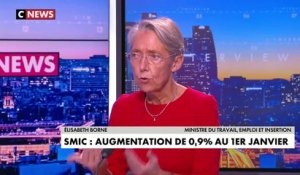 Le gouvernement n’accordera « pas de coup de pouce » au Smic au-delà de la hausse automatique de 0,9% prévue en janvier pour compenser l’inflation, indique la ministre du Travail, Elisabeth Borne - VIDEO