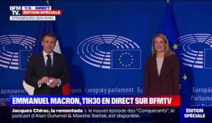 Emmanuel Macron arrive au Parlement européen
