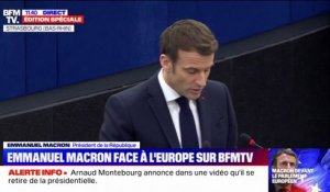 Emmanuel Macron devant le Parlement européen: "l'Europe a tenu fermement la barre durant la pandémie"
