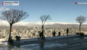 Batailles de boules de neige dans les environs de Damas