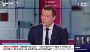Jordan Bardella souhaite qu'Éric Zemmour "puisse appeler à voter Marine Le Pen au second tour"