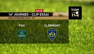 TOP 14 - Essai de Beka GORGADZE (SP) - Section Paloise - ASM Clermont - J16 - Saison 2021/2022