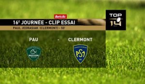TOP 14 - Essai de Paul JEDRASIAK (ASM) - Section Paloise - ASM Clermont - J16 - Saison 2021/2022