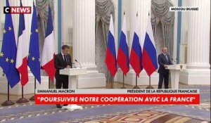 Emmanuel Macron après sa rencontre avec Vladimir Poutine : «Trouver le chemin de la préservation de la paix et de la stabilité en Europe, et je crois qu'il est encore temps»