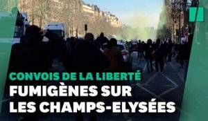 "Convois de la liberté" : lacrymogènes contre des manifestants sur les Champs-Élysées