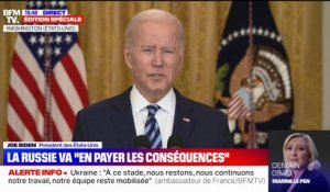 Guerre en Ukraine: les actifs russes en Amérique seront "gelés", prévient Joe Biden