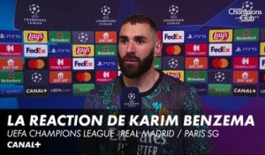 La réaction de Karim Benzema - UEFA Champions League - Real Madrid / Paris SG