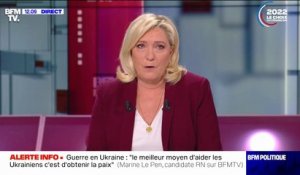 Marine Le Pen: "Mon obsession est que la France ne soit pas embarquée contre sa volonté, par un effet domino, dans une guerre contre la Russie"
