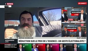 Le gilet jaune Jérôme Rodrigues réagit dans "Morandini Live" à la mesure de remise à la pompe: "Quand je fais mon plein, je paye des taxes mais où va notre argent ?" - VIDEO