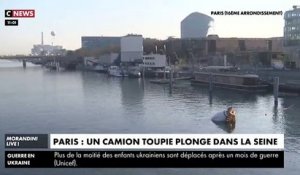 Regardez les images d’un camion-toupie tombé ce matin dans la Seine - Deux personnes, dont une en urgence cardio-respiratoire, transportées à l’hôpital - VIDEO