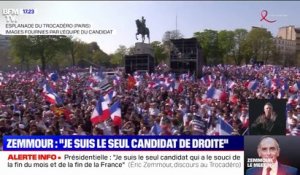 En plein meeting d'Éric Zemmour au Trocadéro, la foule scande "Macron, assassin !"