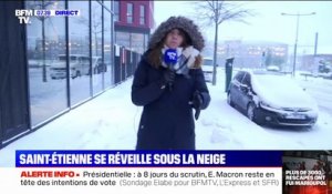 Les images de Saint-Etienne qui se réveille sous la neige