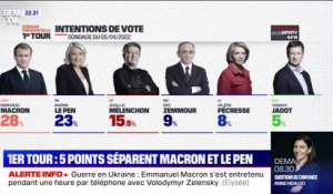 Intentions de vote au 1er tour de la présidentielle: entre Emmanuel Macron et Marine Le Pen, l'écart se resserre