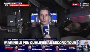 Les images de la joie des militants de Marine Le Pen après sa qualification au second tour