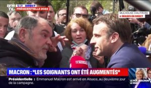 Emmanuel Macron à des soignants: "On va continuer l'amélioration des salaires et des conditions de travail" à l'hôpital