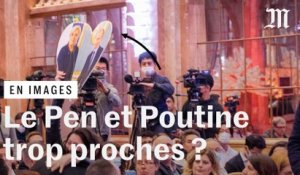 Des militants perturbent la campagne de Marine Le Pen pour dénoncer sa proximité avec Poutine